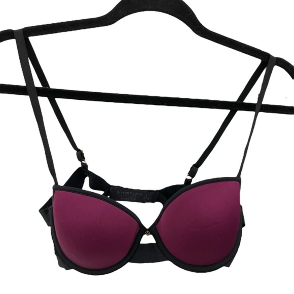 ThirdLove Strappy T-Shirt Bra Black Purple Size 32C